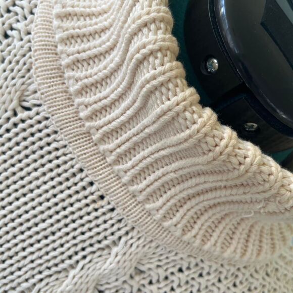 JEANNE PIERRE 100% Cotton Cream Fisherman Turtleneck Long Sleeve Knit Sweater P - Picture 4 of 5